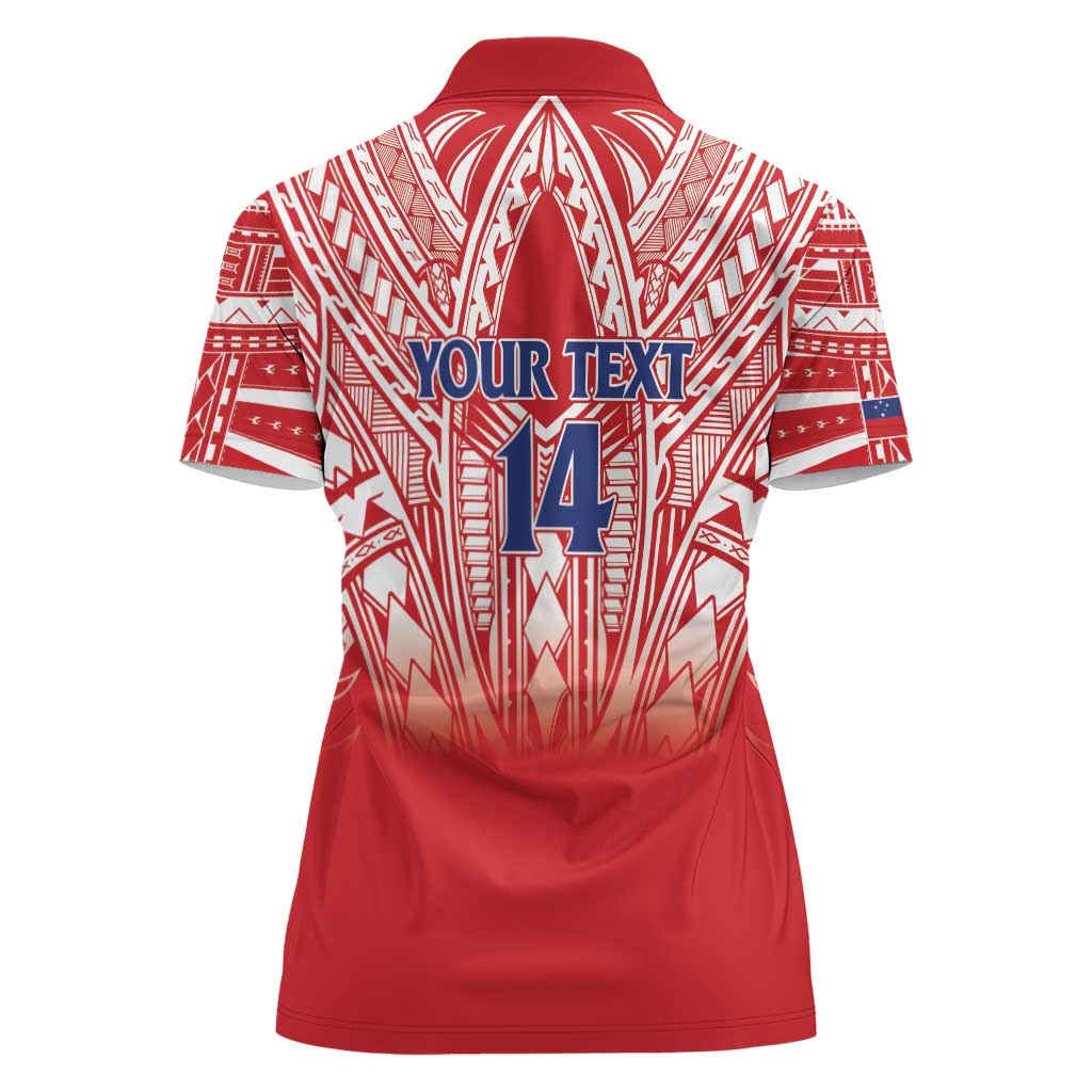 Toa Samoa Rugby Custom Women Polo Shirt Samoa mo Samoa Polynesian Pacific Red LT14 - Polynesian Pride