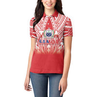 Toa Samoa Rugby Custom Women Polo Shirt Samoa mo Samoa Polynesian Pacific Red LT14 - Polynesian Pride