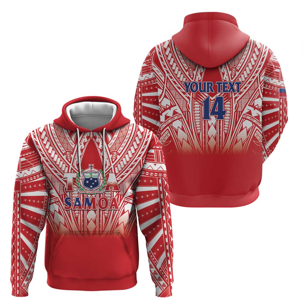 Toa Samoa Rugby Custom Zip Hoodie Samoa mo Samoa Polynesian Pacific Red LT14 - Polynesian Pride