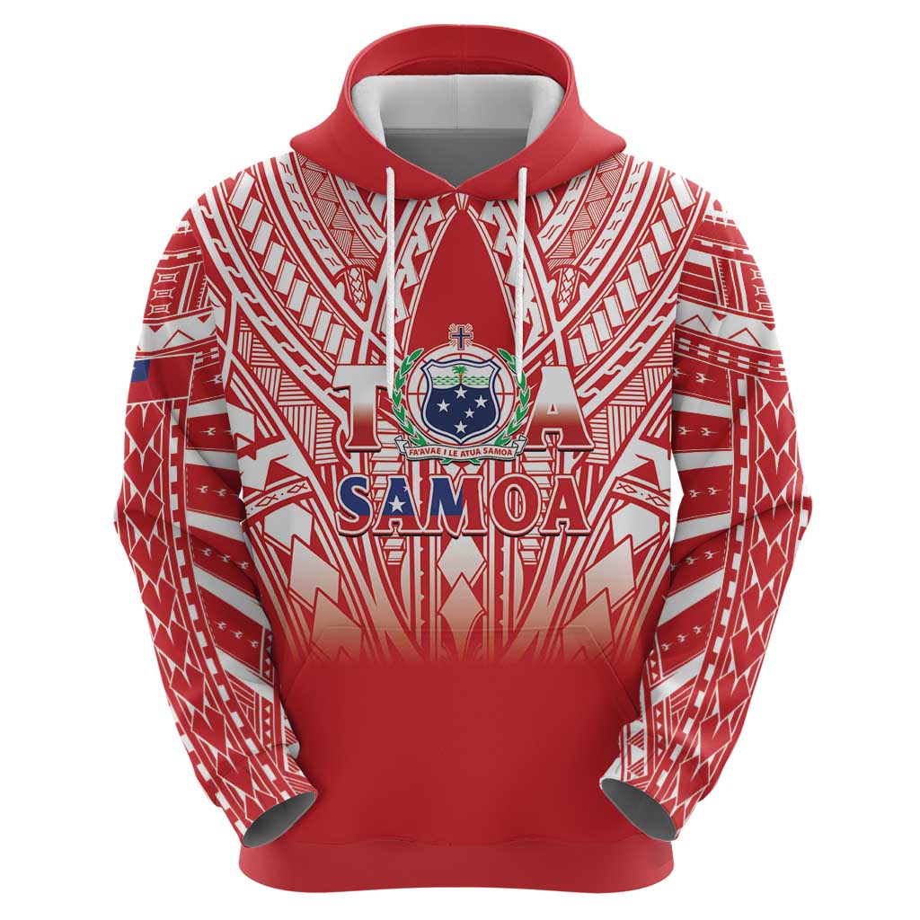 Toa Samoa Rugby Custom Zip Hoodie Samoa mo Samoa Polynesian Pacific Red LT14 - Polynesian Pride