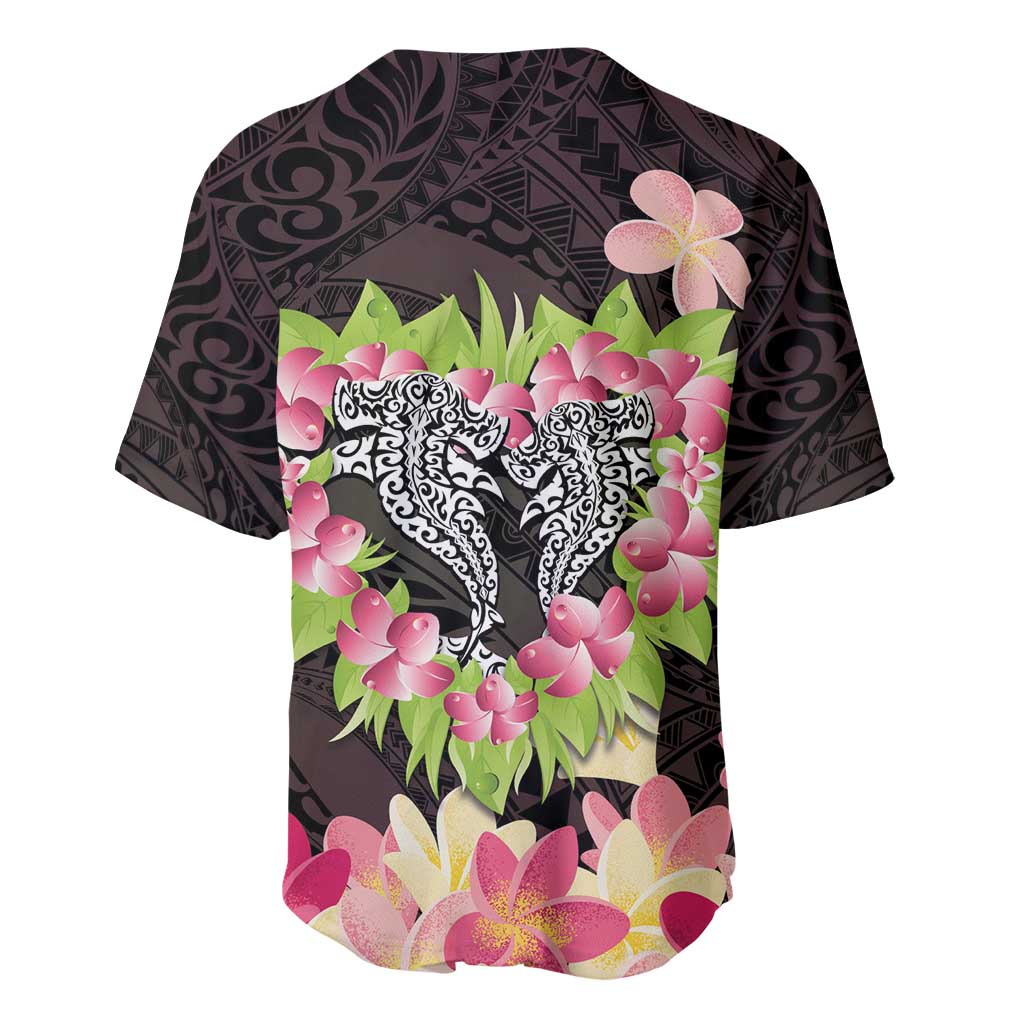 Polynesia Valentine's Day Baseball Jersey Hammerhead Shark Plumeria With Polynesian Pattern LT14 - Polynesian Pride