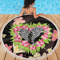 Polynesia Valentine's Day Beach Blanket Hammerhead Shark Plumeria With Polynesian Pattern LT14 - Polynesian Pride