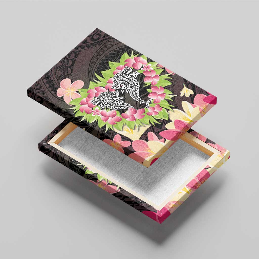 Polynesia Valentine's Day Canvas Wall Art Hammerhead Shark Plumeria With Polynesian Pattern LT14 - Polynesian Pride