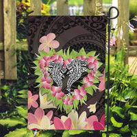 Polynesia Valentine's Day Garden Flag Hammerhead Shark Plumeria With Polynesian Pattern LT14 Garden Flag Black - Polynesian Pride