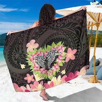 Polynesia Valentine's Day Sarong Hammerhead Shark Plumeria With Polynesian Pattern LT14 One Size 44 x 66 inches Black - Polynesian Pride
