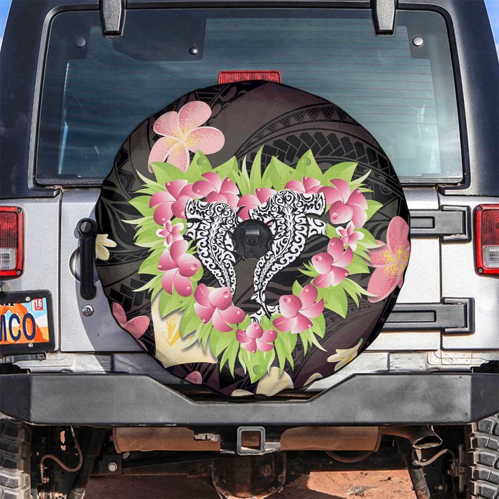 Polynesia Valentine's Day Spare Tire Cover Hammerhead Shark Plumeria With Polynesian Pattern