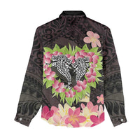 Polynesia Valentine's Day Women Casual Shirt Hammerhead Shark Plumeria With Polynesian Pattern LT14 - Polynesian Pride