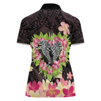 Polynesia Valentine's Day Women Polo Shirt Hammerhead Shark Plumeria With Polynesian Pattern LT14 - Polynesian Pride