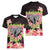 Polynesia Valentine's Day Women V-Neck T-Shirt Hammerhead Shark Plumeria With Polynesian Pattern