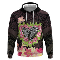 Polynesia Valentine's Day Zip Hoodie Hammerhead Shark Plumeria With Polynesian Pattern LT14 Pullover Hoodie Black - Polynesian Pride