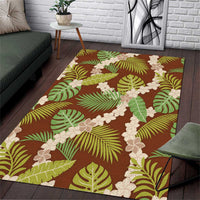 Brown Hawaii Plumeria Lei With Tropical Leaves Area Rug LT14 Brown - Polynesian Pride