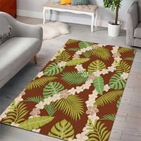 Brown Hawaii Plumeria Lei With Tropical Leaves Area Rug LT14 - Polynesian Pride