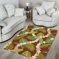Brown Hawaii Plumeria Lei With Tropical Leaves Area Rug LT14 - Polynesian Pride
