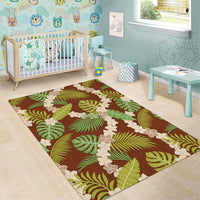 Brown Hawaii Plumeria Lei With Tropical Leaves Area Rug LT14 - Polynesian Pride