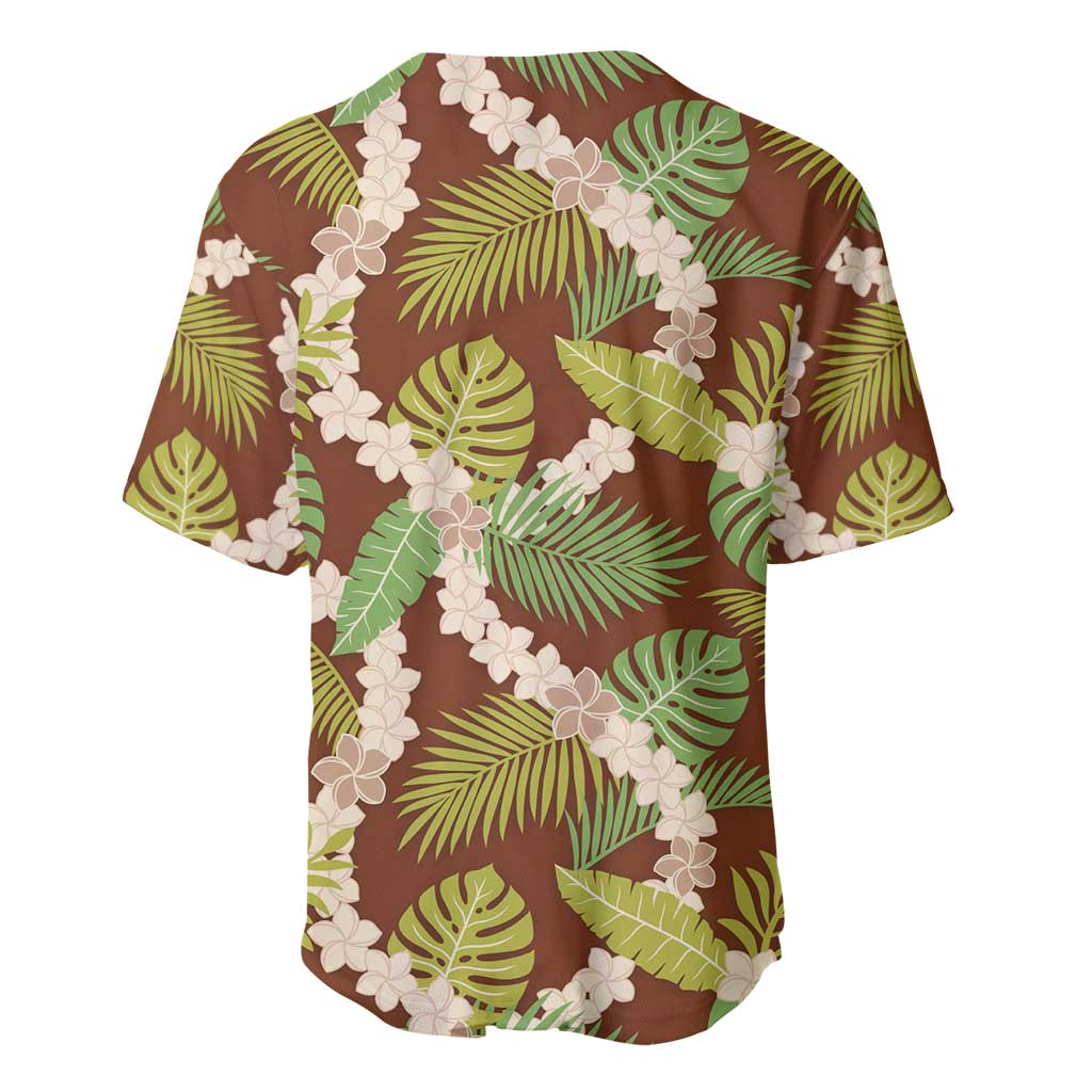 Brown Hawaii Plumeria Lei With Tropical Leaves Baseball Jersey LT14 - Polynesian Pride