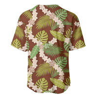 Brown Hawaii Plumeria Lei With Tropical Leaves Baseball Jersey LT14 - Polynesian Pride