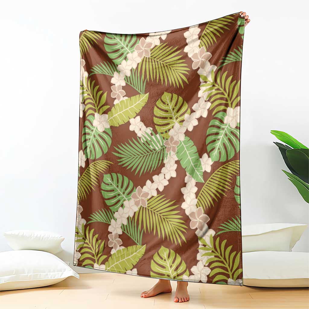 Brown Hawaii Plumeria Lei With Tropical Leaves Blanket LT14 - Polynesian Pride