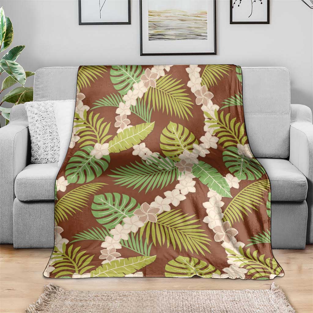 Brown Hawaii Plumeria Lei With Tropical Leaves Blanket LT14 - Polynesian Pride