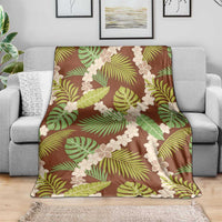 Brown Hawaii Plumeria Lei With Tropical Leaves Blanket LT14 - Polynesian Pride