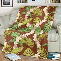Brown Hawaii Plumeria Lei With Tropical Leaves Blanket LT14 - Polynesian Pride