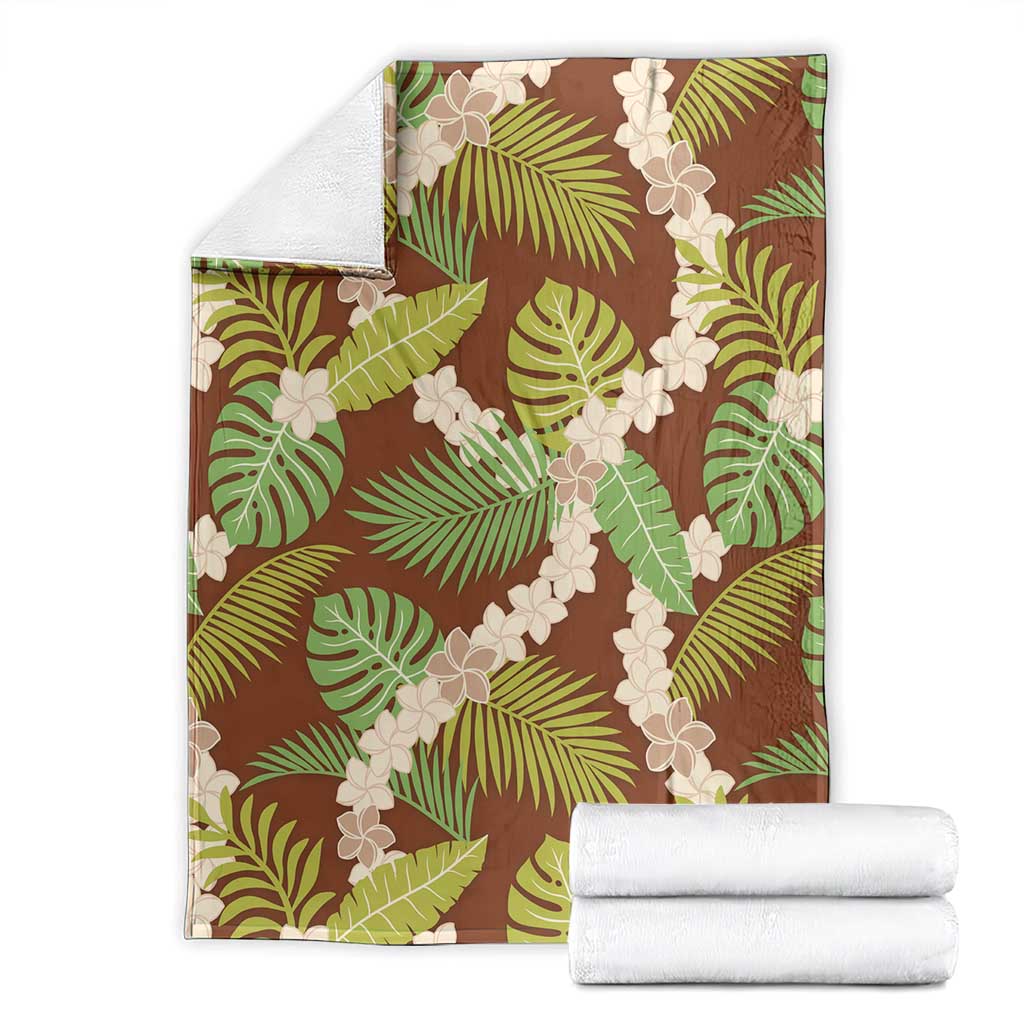 Brown Hawaii Plumeria Lei With Tropical Leaves Blanket LT14 - Polynesian Pride