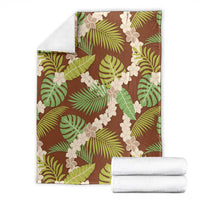 Brown Hawaii Plumeria Lei With Tropical Leaves Blanket LT14 - Polynesian Pride