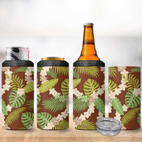 Brown Hawaii Plumeria Lei With Tropical Leaves 4 in 1 Can Cooler Tumbler LT14 - Polynesian Pride