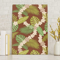 Brown Hawaii Plumeria Lei With Tropical Leaves Canvas Wall Art LT14 Without Frame Brown - Polynesian Pride