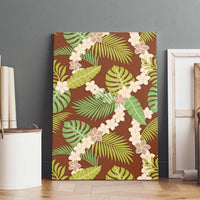 Brown Hawaii Plumeria Lei With Tropical Leaves Canvas Wall Art LT14 - Polynesian Pride