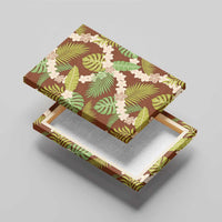 Brown Hawaii Plumeria Lei With Tropical Leaves Canvas Wall Art LT14 - Polynesian Pride