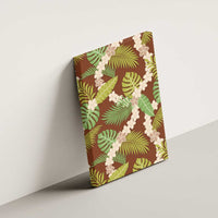 Brown Hawaii Plumeria Lei With Tropical Leaves Canvas Wall Art LT14 - Polynesian Pride