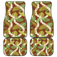 Brown Hawaii Plumeria Lei With Tropical Leaves Car Mats LT14 - Polynesian Pride