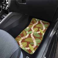 Brown Hawaii Plumeria Lei With Tropical Leaves Car Mats LT14 - Polynesian Pride