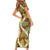 Brown Hawaii Plumeria Lei With Tropical Leaves Family Matching Short Sleeve Bodycon Dress and Hawaiian Shirt