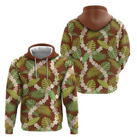 Brown Hawaii Plumeria Lei With Tropical Leaves Hoodie LT14 - Polynesian Pride