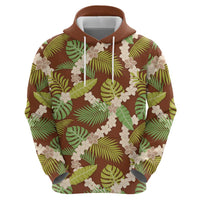 Brown Hawaii Plumeria Lei With Tropical Leaves Hoodie LT14 - Polynesian Pride