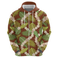 Brown Hawaii Plumeria Lei With Tropical Leaves Hoodie LT14 - Polynesian Pride