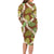 Brown Hawaii Plumeria Lei With Tropical Leaves Long Sleeve Bodycon Dress