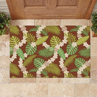 Brown Hawaii Plumeria Lei With Tropical Leaves Rubber Doormat LT14 Brown - Polynesian Pride