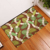 Brown Hawaii Plumeria Lei With Tropical Leaves Rubber Doormat LT14 - Polynesian Pride