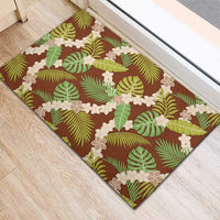 Brown Hawaii Plumeria Lei With Tropical Leaves Rubber Doormat LT14 - Polynesian Pride