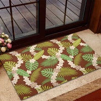 Brown Hawaii Plumeria Lei With Tropical Leaves Rubber Doormat LT14 - Polynesian Pride