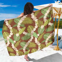 Brown Hawaii Plumeria Lei With Tropical Leaves Sarong LT14 One Size 44 x 66 inches Brown - Polynesian Pride