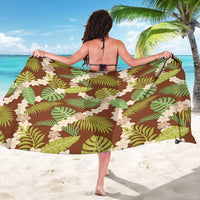 Brown Hawaii Plumeria Lei With Tropical Leaves Sarong LT14 - Polynesian Pride