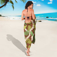 Brown Hawaii Plumeria Lei With Tropical Leaves Sarong LT14 - Polynesian Pride