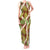 Brown Hawaii Plumeria Lei With Tropical Leaves Tank Maxi Dress