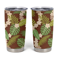 Brown Hawaii Plumeria Lei With Tropical Leaves Tumbler Cup LT14 Brown - Polynesian Pride