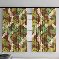 Brown Hawaii Plumeria Lei With Tropical Leaves Window Curtain LT14 With Hooks Brown - Polynesian Pride