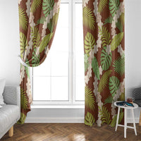 Brown Hawaii Plumeria Lei With Tropical Leaves Window Curtain LT14 - Polynesian Pride