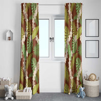 Brown Hawaii Plumeria Lei With Tropical Leaves Window Curtain LT14 - Polynesian Pride